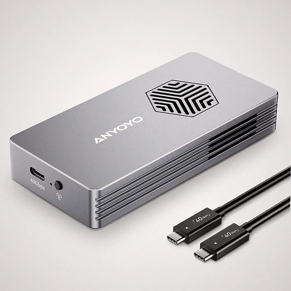 40Gbps M.2 NVMe SSD Enclosure, Cooling Fan, Aluminum, Thunderbolt 4/3, USB4