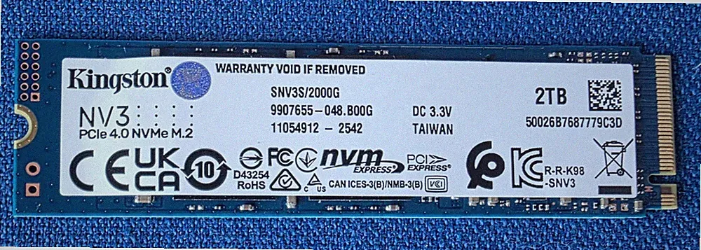 Kingston NV3 2TB M.2 NVMe SSD Drive - Very lightly used