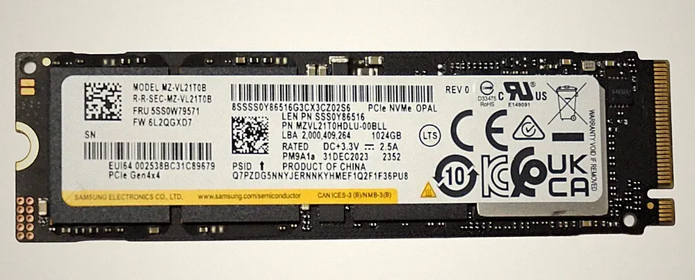 Samsung PM9A1a 1TB 2280 M.2 OPAL NVMe (MZ-VL21T0B)