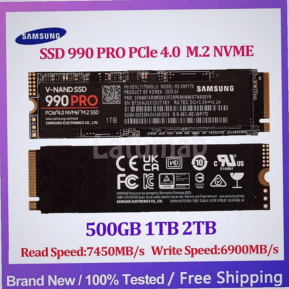 SAMSUNG SSD 990 PRO 500GB 1TB 2TB PCIe 4.0 NVMe M.2 Solid State Hard Drive Lot